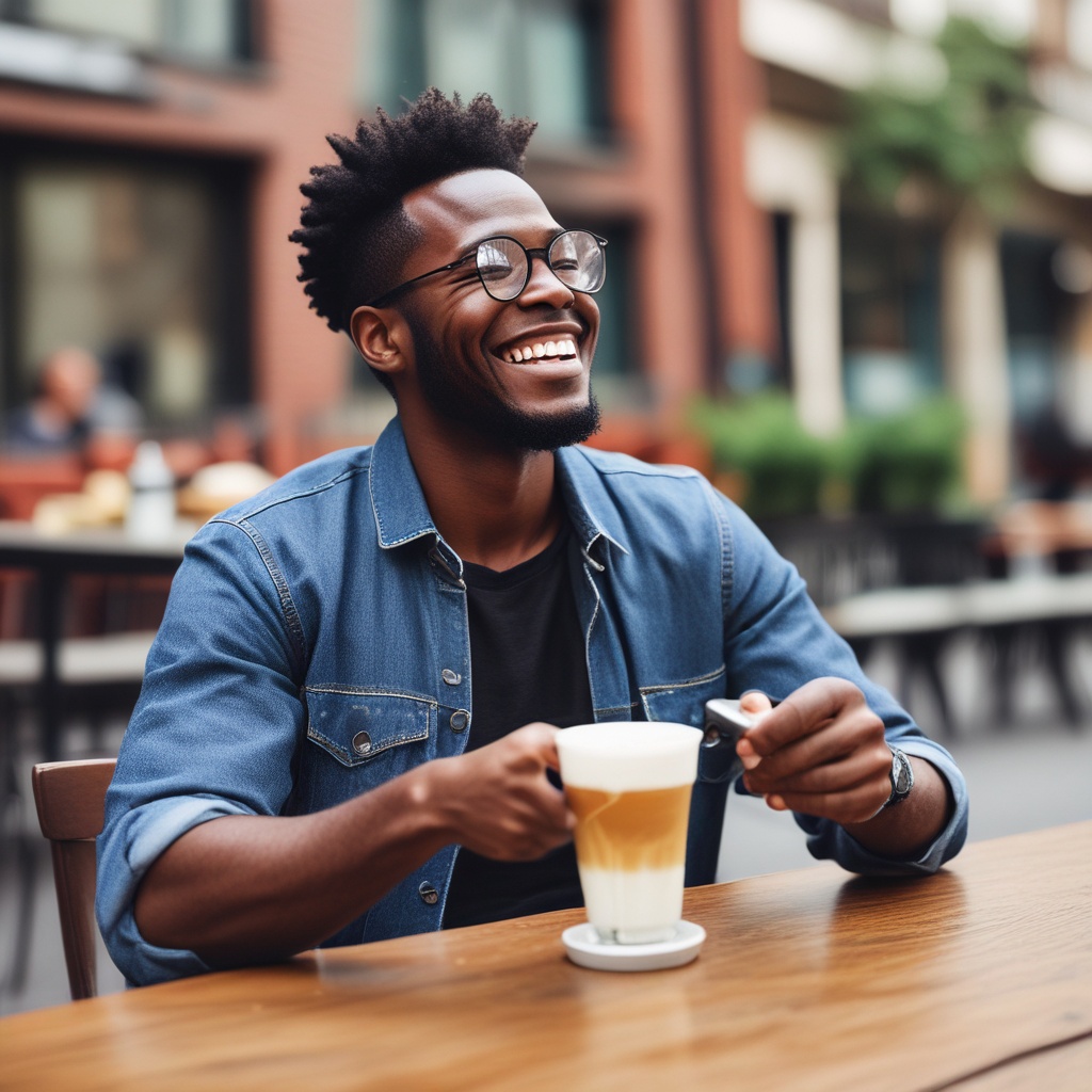 Black man in USA enjoying coffee